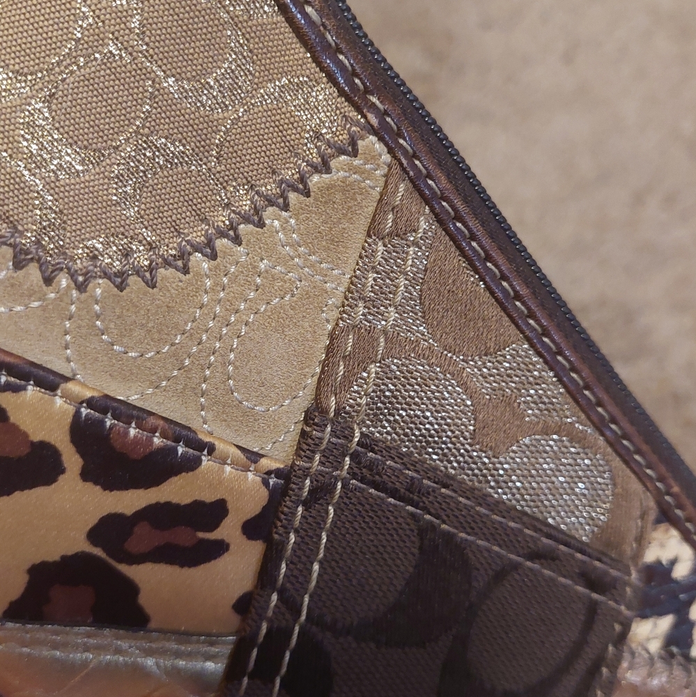 Coach Metallic Patchwork Wristlet - Gold/Brown - Picture 13 of 16